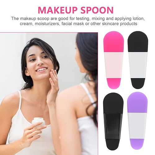 Miniatura 3 de Mobestech Espátula cosmética de plástico, 8 unidades, cucharas de crema facial cosmética, cucharas de mezcla, maquillaje de belleza, cuidado de la