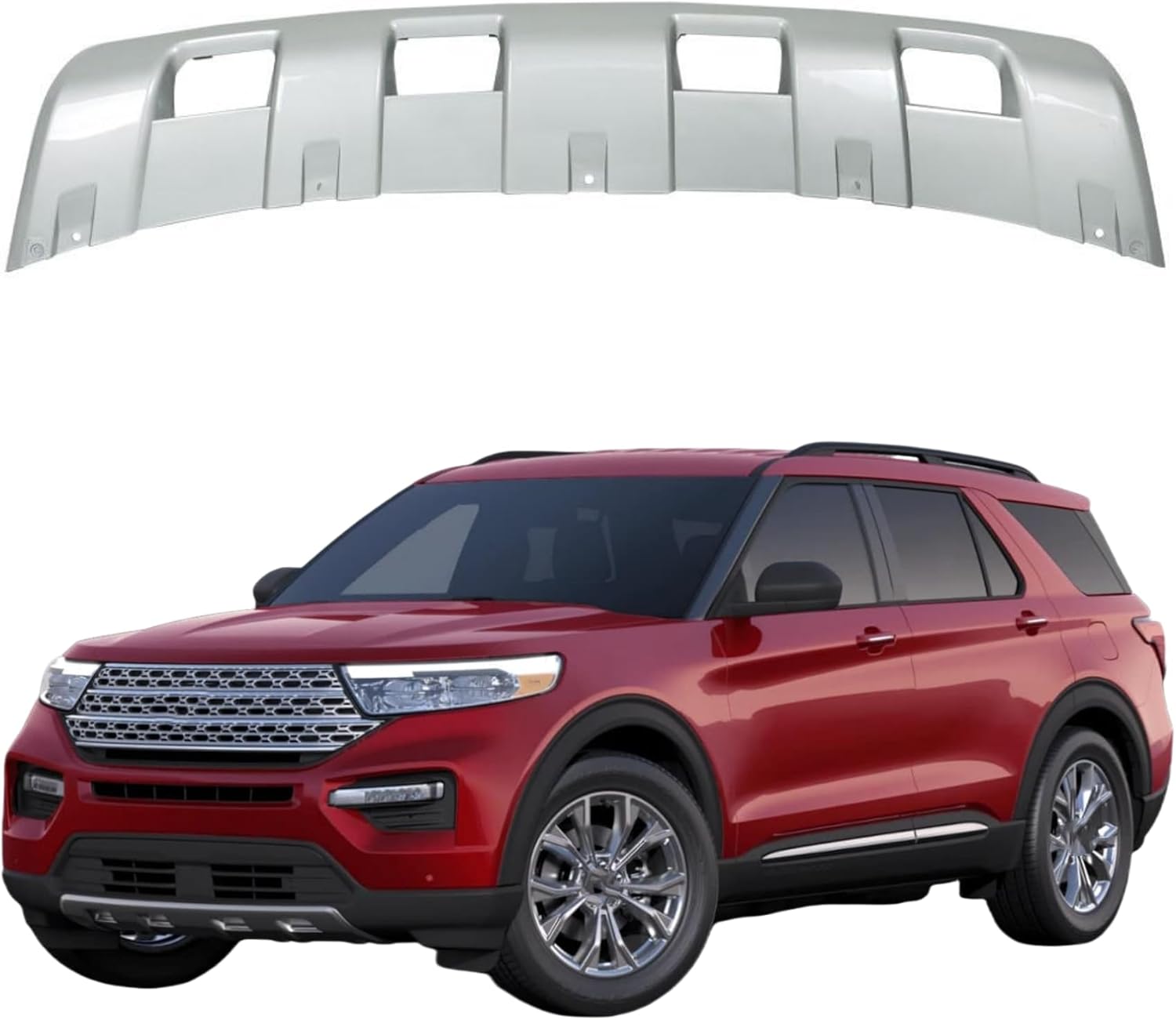 Front Bumper Lower Valance Panel Skid Plate Silver Replacement for Explorer 2020 2021 2022 Replacement for LB5Z8419AB