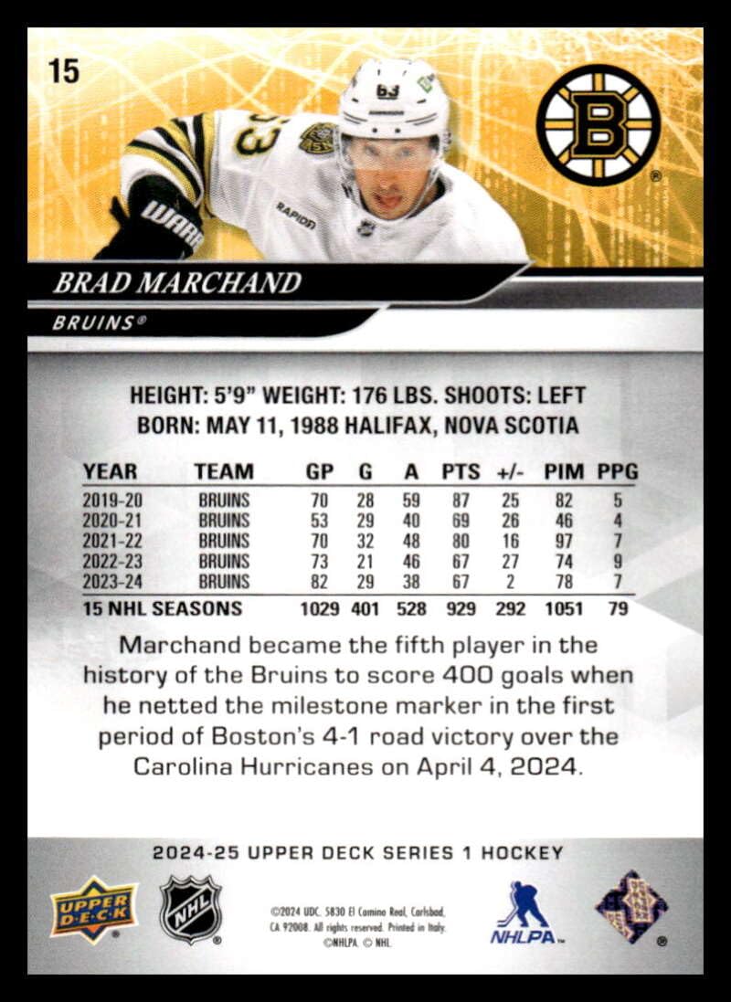 Amazon.com: 2024-25 Upper Deck #15 Brad Marchand Boston