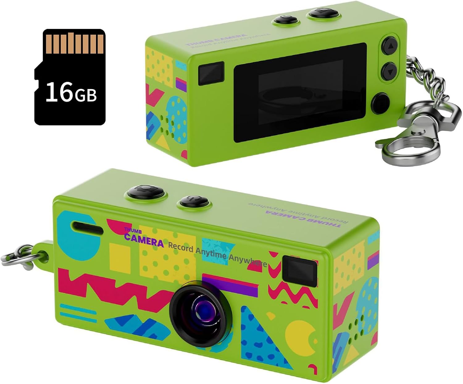 Mini Keychain Digital Camera, 1080P HD Video Recorder, Mirco Thumb Camera, Digicam,Video Recording,Bag Charm for Vlog Kids Adult Students (Green)