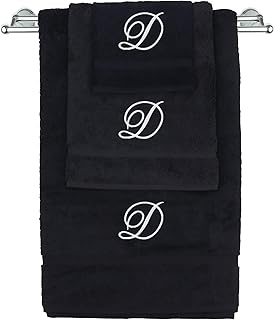 Monogrammed Towel Set, Personalized Gift, Set of 3- White Script Letter ...