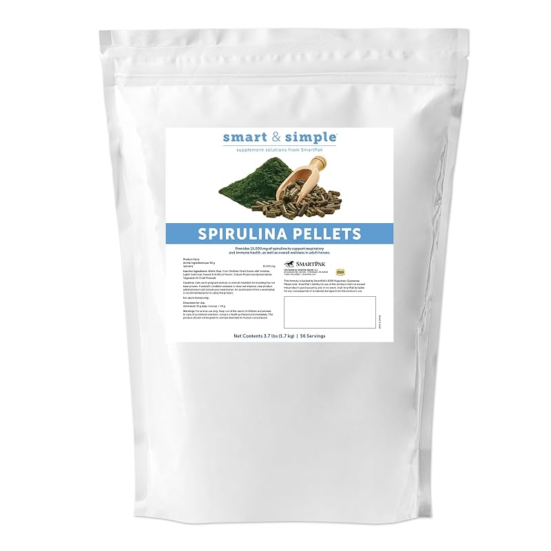 SmartEquine Suplemento de spirulina para cavalos, 15.000 mg por porção, 56 porções, 1,68 kg