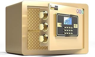 CLSDRZC S Acier, Armoire de Verrouillage de Code électronique Ignifuge antivol, pour Les Services bancaires à Domicile, 2 façons de déverrouiller, Or (35x25x25cm)