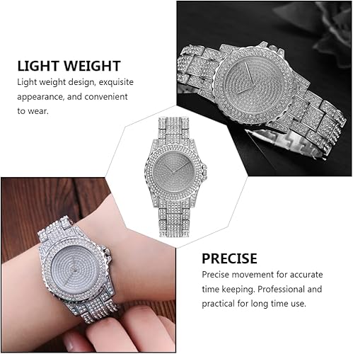 Miniatura 8 de Mipcase Reloj de cuarzo para mujer, reloj de mujer con diamantes de imitación brillantes con correa de acero inoxidable, reloj analógico de moda con