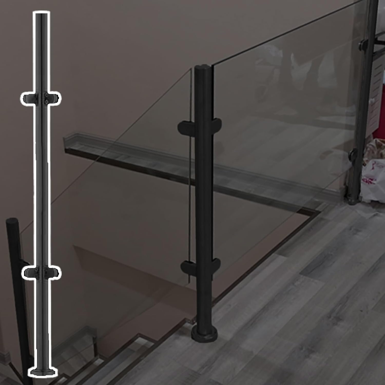 Premium Glass Stair Railing System - Durable Deck Glass Railing Post for Corridors & Gardens, 80cm Height Balustrade Column (C-Corner) - Modern Safety & Style