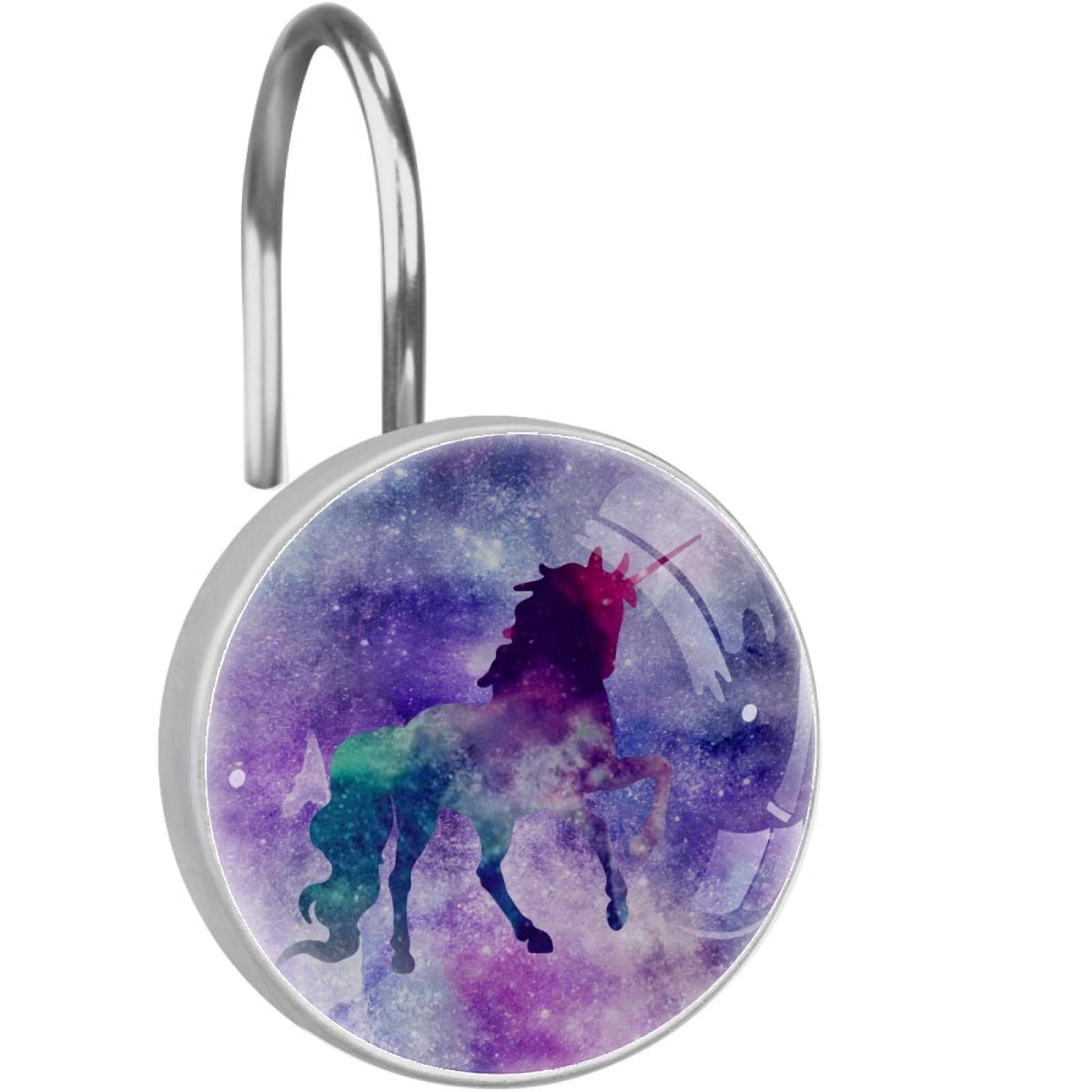 Rideau de douche sublimé par les crochets licorne étoilée pour enfants