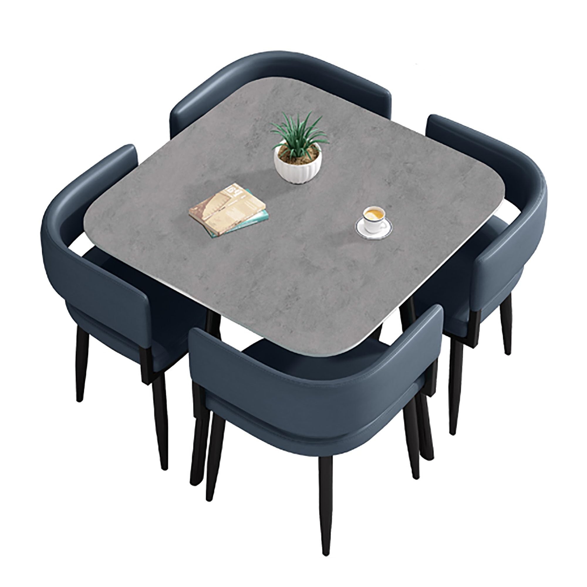 WOTZOV Contemporary 5 Piece Dining Set With Square/Round Table And 4 Chairs Ideal For Small Spaces,Square c 80cm/31.5in