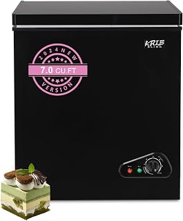 Krib Bling - Congelador de pecho ajustable de 7.0 pies cúbicos, termostato compacto, con cesta de almacenamiento extraíble para casa, cocina, cochera, sótano, color negro