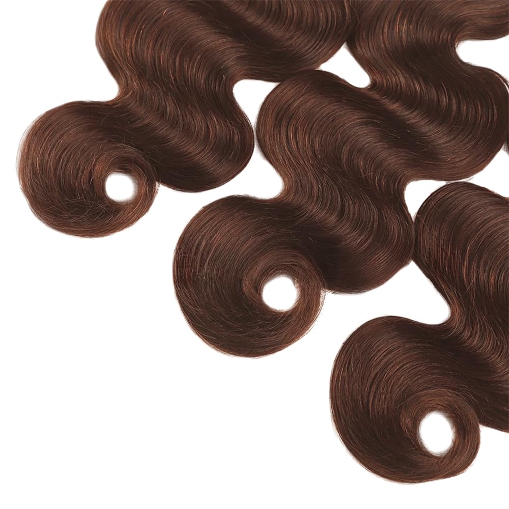 Chocolate Brown Bundle Color 4 Body Wave Human Hair Bundles 8A Brown Body Wave 3 Bundles 16 18 20 Inch Color 4 Dark Brown Bundle Hair Weave