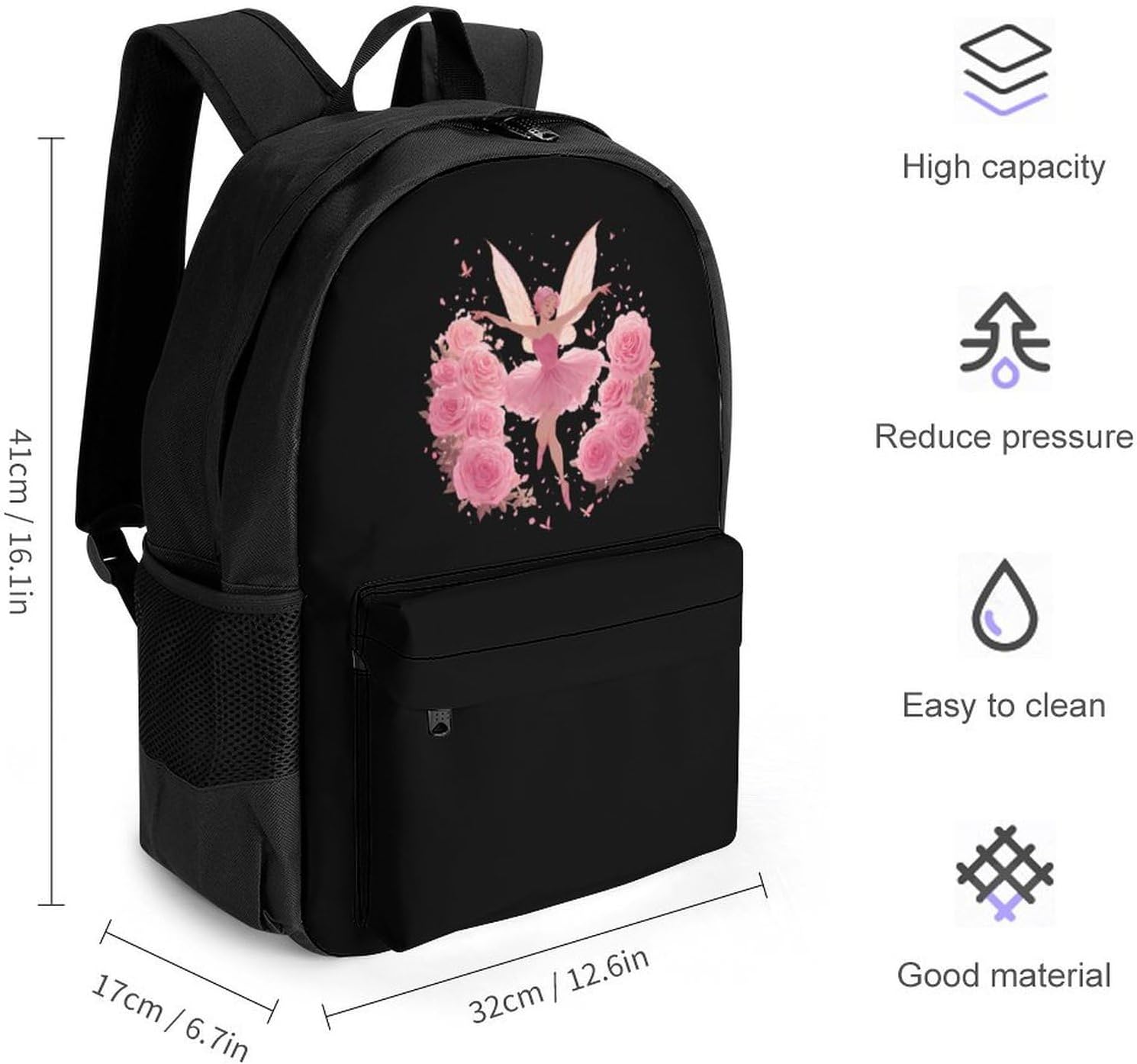 Fairy Dances Rose Travel Backpack Casual Laptop Bag image 2