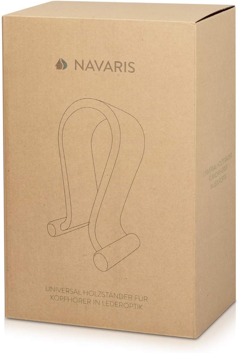Nеw Dеаl Navaris Omega Headphone Stand - Synthetic Leather Headset Hanger with Wood Base - Holder for Wired, Wireless, Gaming, DJ, Studio Headphones - Brown