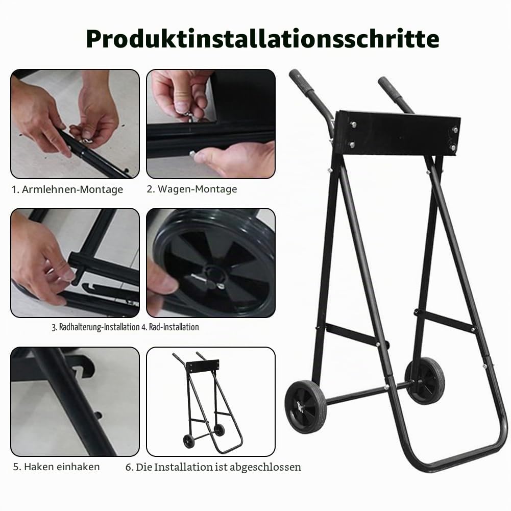 Außenbordmotorwagen, 85 kg Kapazität, faltbarer Boots-Außenbordmotorenständer, 99 cm Höhe, Transportrad, Bootsmotorträger für Reparatur, Wartung, Transport
