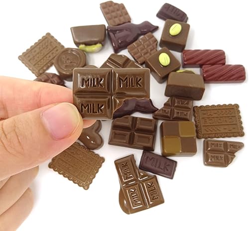 Miniatura 2 de Honbay 30 dijes de slime, cuentas surtidas de resina de chocolate con parte trasera plana para álbumes de recortes, pinzas para el cabello,