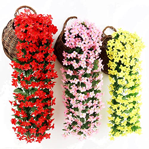 Vivid Artificial Hanging Orchid Bunch, Artificial Long Hanging Bush Flowers Strings,Artificial Hanging Basket Flower,Wall Wisteria Basket Hanging Garland,For Holiday Wedding Home Party Decor (3Pcs-A) #TOP11