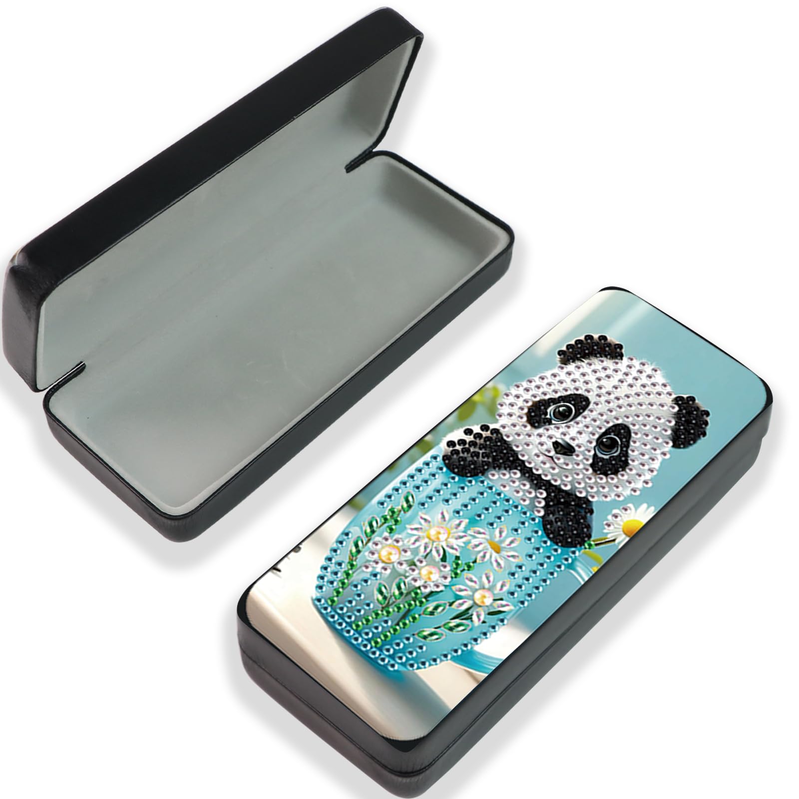 JISHSHAY Diamond Art Glasses Case Panda Diamond Painting Glasses Holder Gem Art Sunglasses Holder Gem Painting Sunglass Organizer Mosaic Kits for Adults Embroidery Kit Jigsaw Puzzles Eyeglass Case