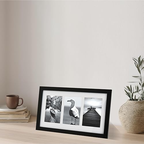 Vista 17 de Marco de fotos para collage de fotos, marco de pared de madera negra (5 x 7 pulgadas, mate, 2 aperturas)