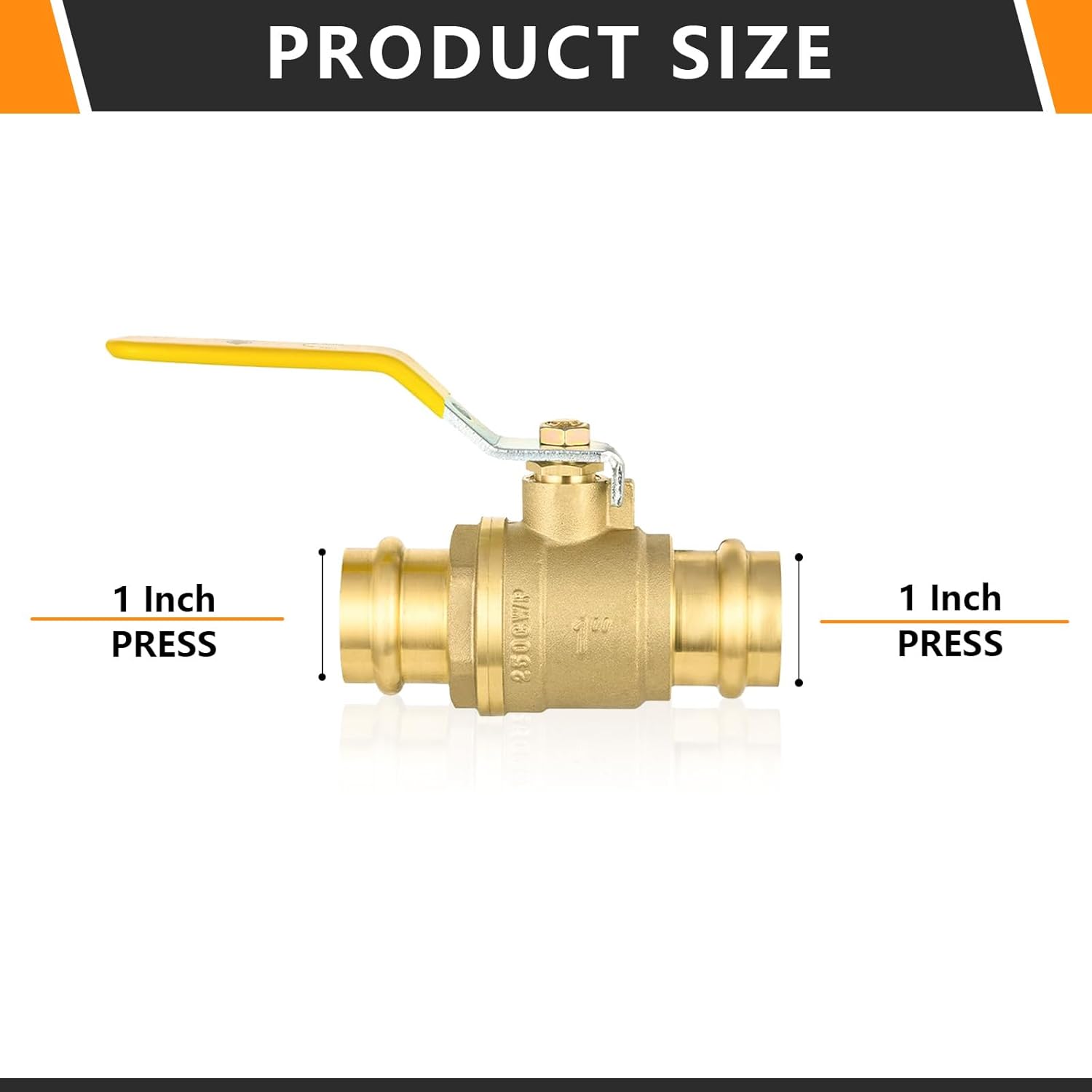 2-Pack HeSun Copper Press Ball Valve, 1" x 1" Copper Press Shut Off Valve, 1/4 Turn Brass Full Port Water Stop with O-Rings(VALVE407-2)