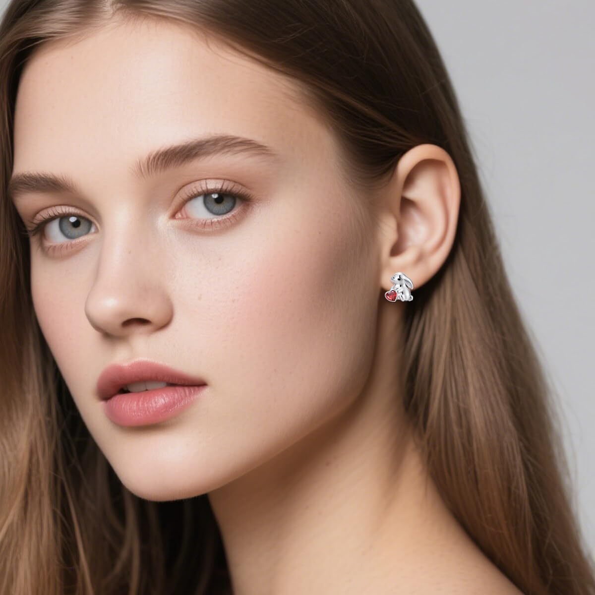 Natural Garnet Bunny Earrings for Women 925 Sterling Silver Bunny Rabbit Studs Earrings with Real Garnet Gemstone Cute Animal Jewelry Gifts for Her - Image 5