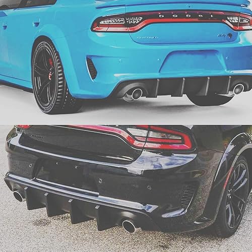 Miniatura 5 de Difusor de parachoques trasero compatible con Dodge Charger SRT 2015-2022 Scat Pack Daytona OE estilo cenefa divisora de cuerpo trasero (negro