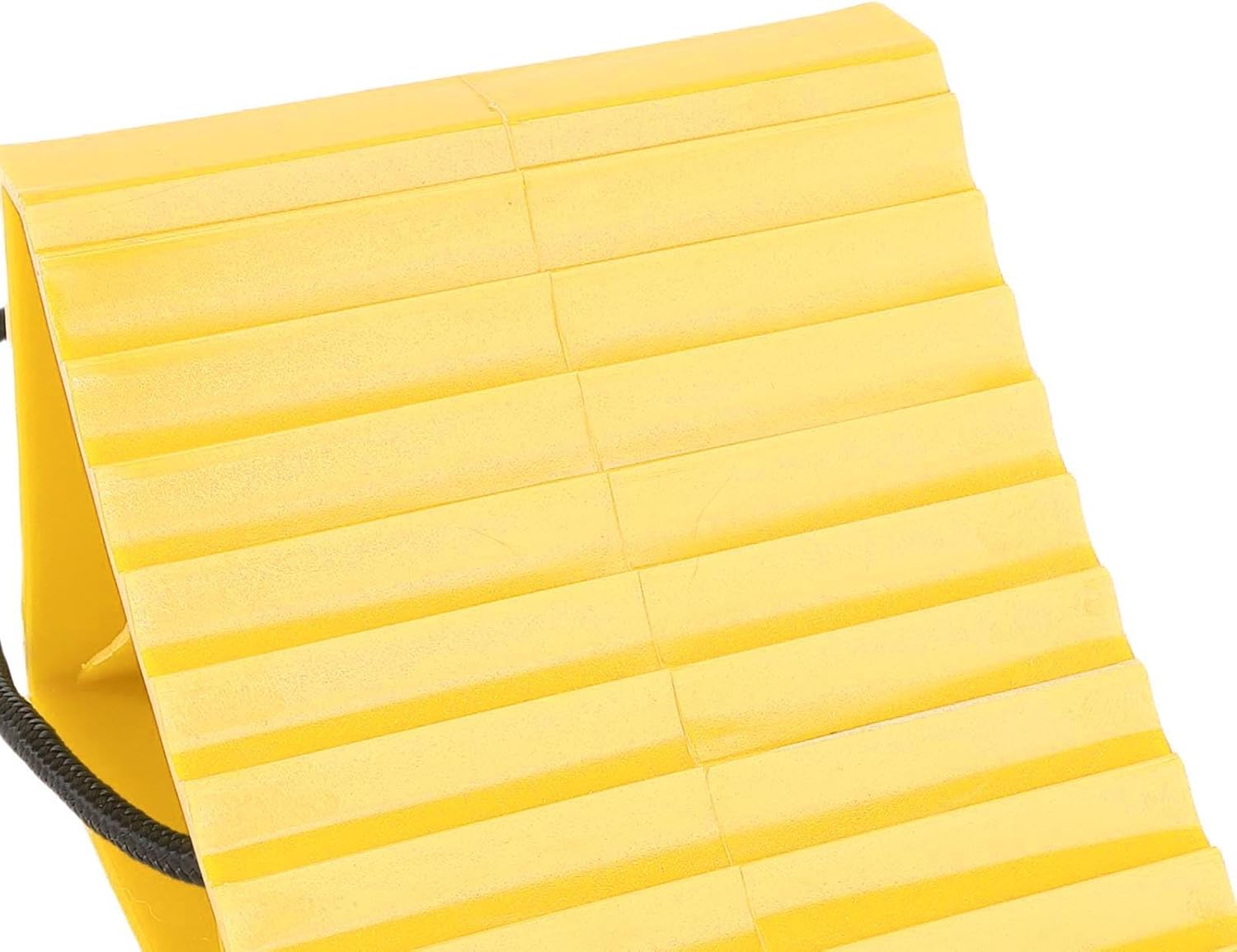 Aramox 4pcs Heavy Duty Wheel Chock, Anti Slip Hard Plastic Tire Chock Block Stopper with Rope, for RV Camping Car (Yellow)