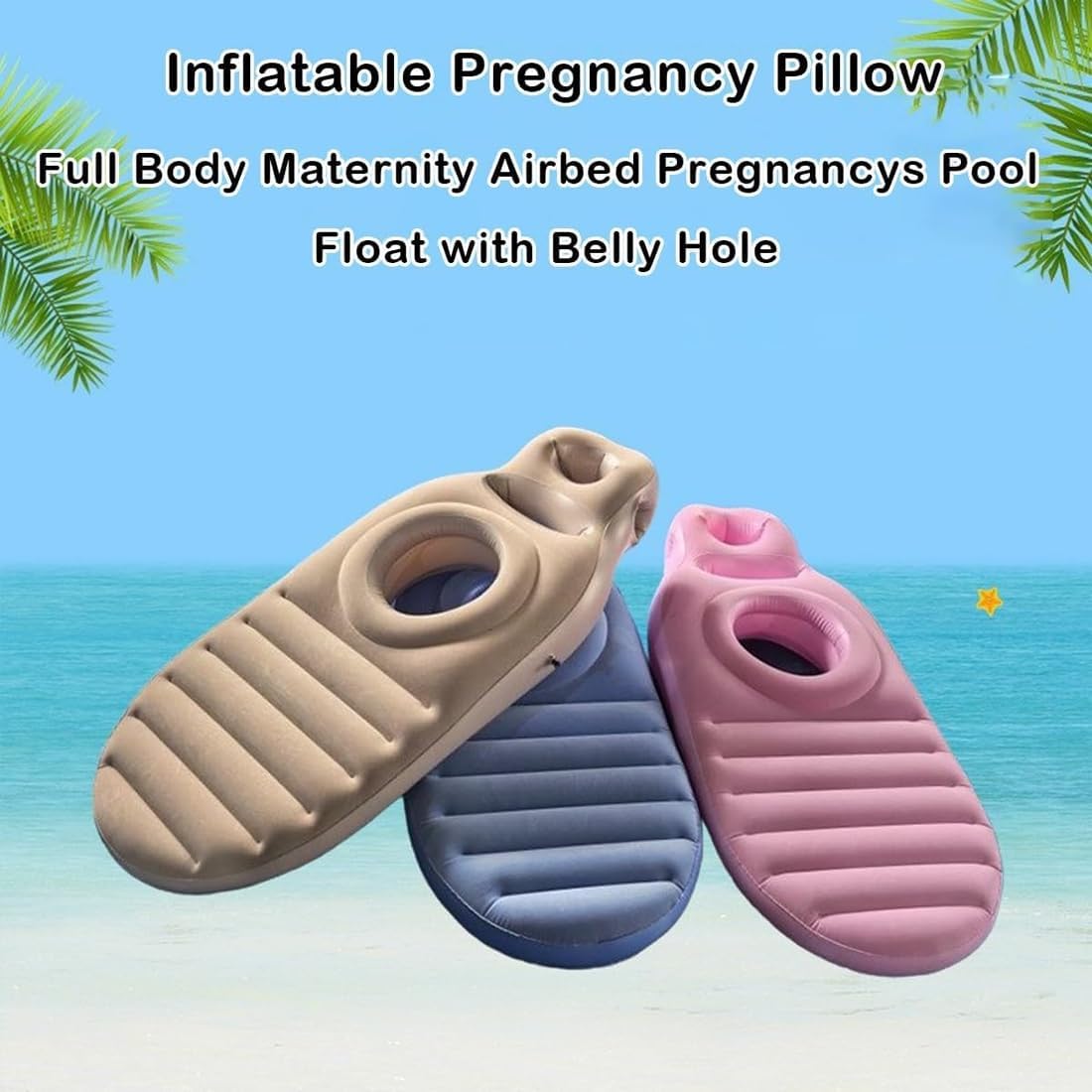 Inflatable Full Body Pregnancy Pillow with Belly Hole for Comfort, Maternity Airbed for Sleeping and Prone Support, Portable and Adjustable, Includes Air Pump(Blue)