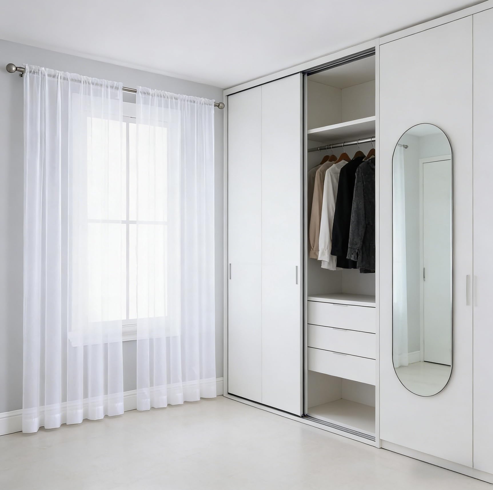 Rideau voilage blanc 170x140 cm translucide filtrant pour fenêtres de salon et chambre