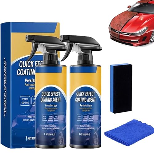 Dandin 2PCS Quick Effect Coating Agent, 3 in 1 Hochschutz-Auto-Beschichtungsspray, Spray Coating Agent, Autos Kratzer Entferner, Auto Nano Beschichtungs spray, Beschichtungsspray Autolack