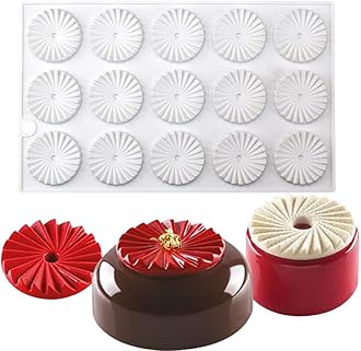 Round Silicone Mold Gear Shape Chocolate Decorating Mould DIY Cake Mousse Molds Baking Accessories Reusable Tools (Round Gear A_10.92 X6.72 X0.28 inch)