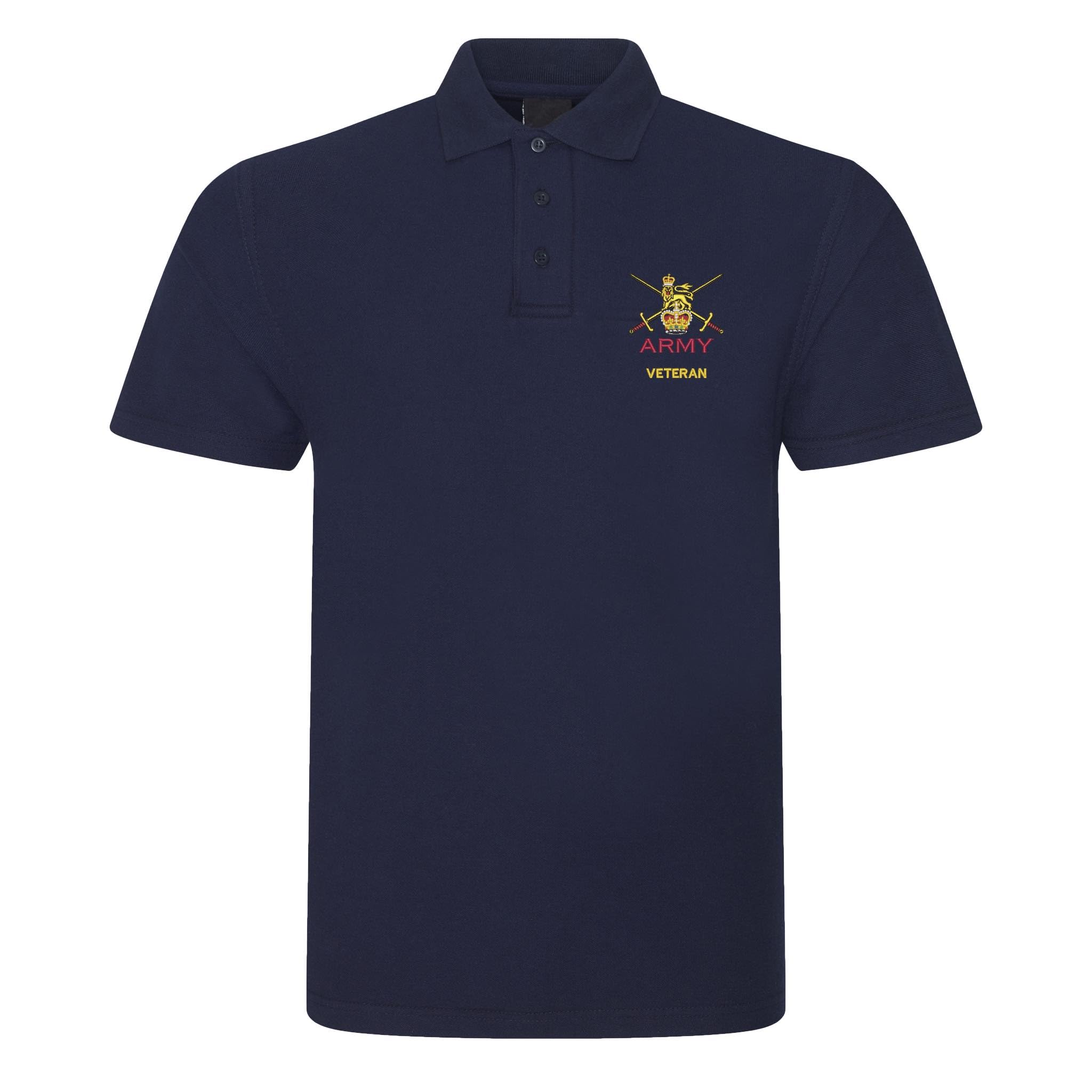The Military Store Men's Navy Army Veteran Embroidered Polo Shirt, Medium