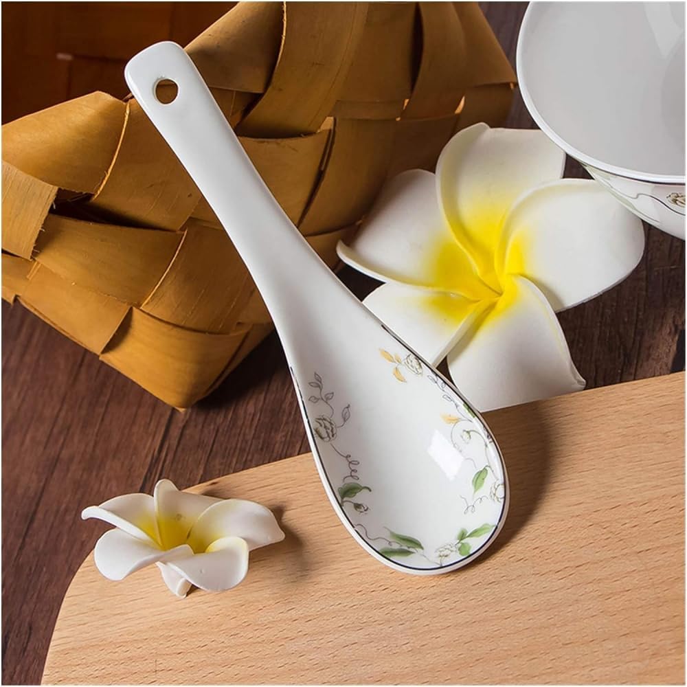 Dessert Spoon,Spoons Bone China Small Spoon Soup Spoon Long Spoon Small Soup Spoon Restaurant Spoon Dessert Spoon Ceramic Mixing Spoon Spoons Silverware-A