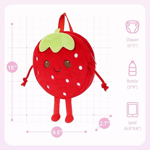 Miniatura 4 de OUOZZZ Mochila infantil de 11 pulgadas para niñas, bolsa de felpa suave con cara linda, mini mochilas de viaje con correa ajustable para el