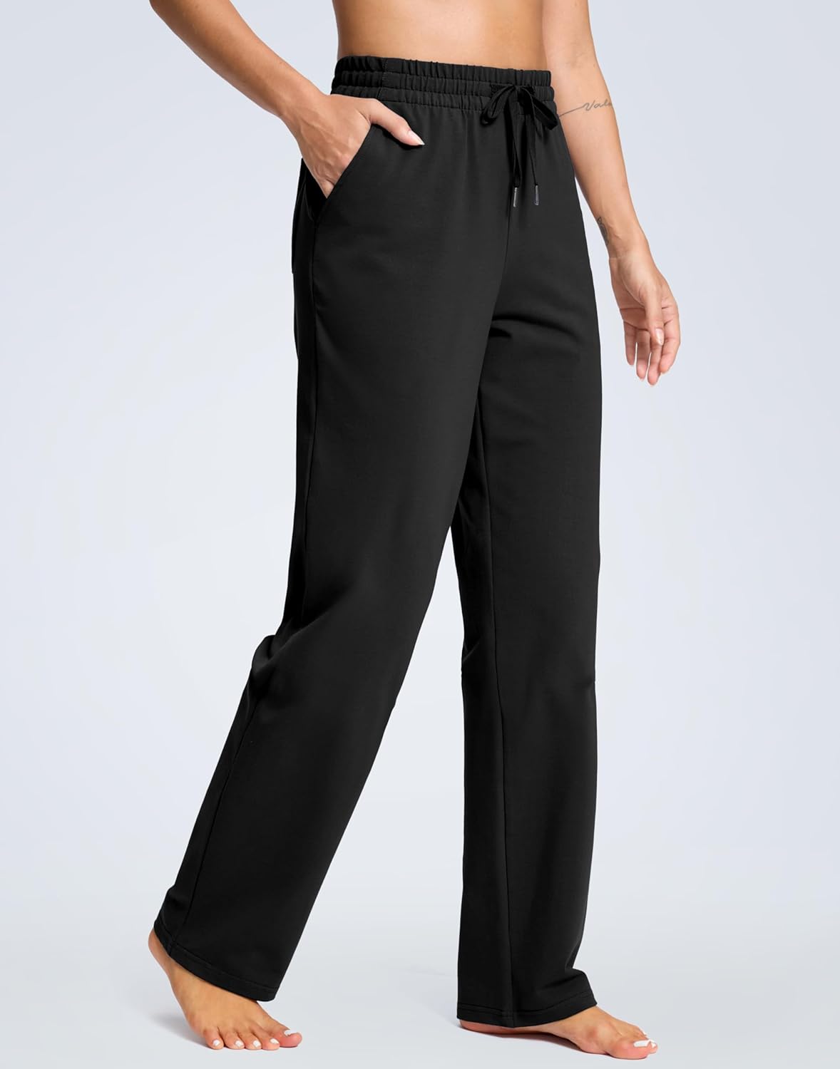 SANTINY 31"/33"/35" Women's Tall Cotton Sweatspants Yoga Lounge Casual Pants Open Bottom Sweat Pants for Women with Pockets - Image 2