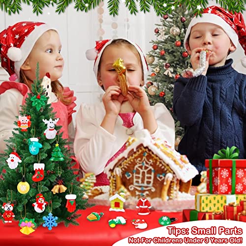 50Pcs Mini Christmas Tree Decorations Ornaments Set For Kids Small Tree, Tiny Resin Christmas Ornaments Bulk Christmas Decor Miniature Figurines Christmas Crafts Supplies Diy Advent Calendar Fillers #TOP6