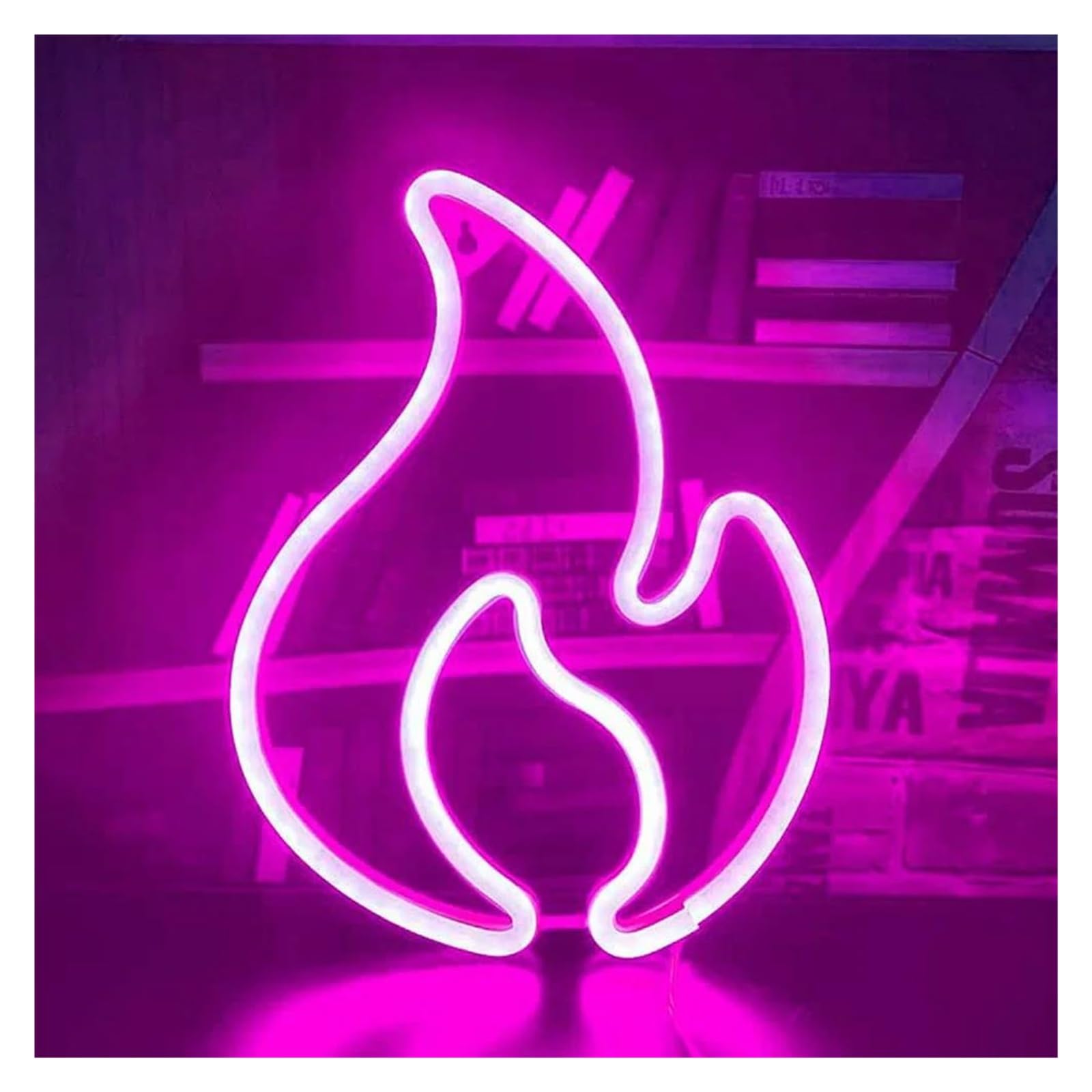 Luz de Diseño de Digital Señal De Neón De Llama, Señal De Luz LED De Llama Para Habitación De Niños, Fiesta De Boda, Decoración De Pared, Lámpara Colgante (Color : Neon-2)