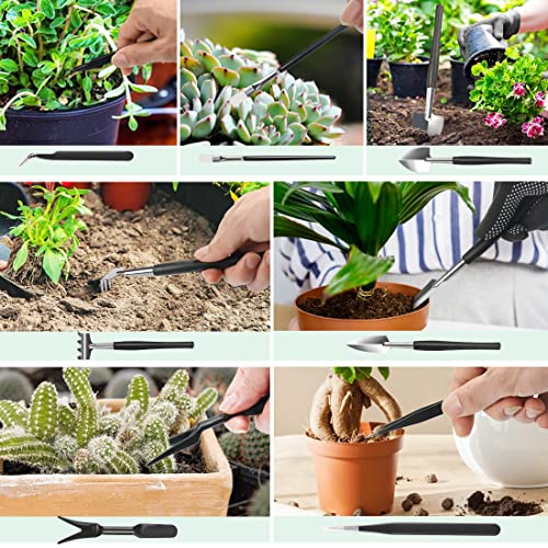 Bonsai Tool Kit, 21 Pcs Gardening Tools Set Include Garden Pruning Shears, Plant Trimming Scissors, Training Wire, Succulent Tool, Leather Bag Storage, Gardening Gifts For Women, Plant Lovers #TOP5