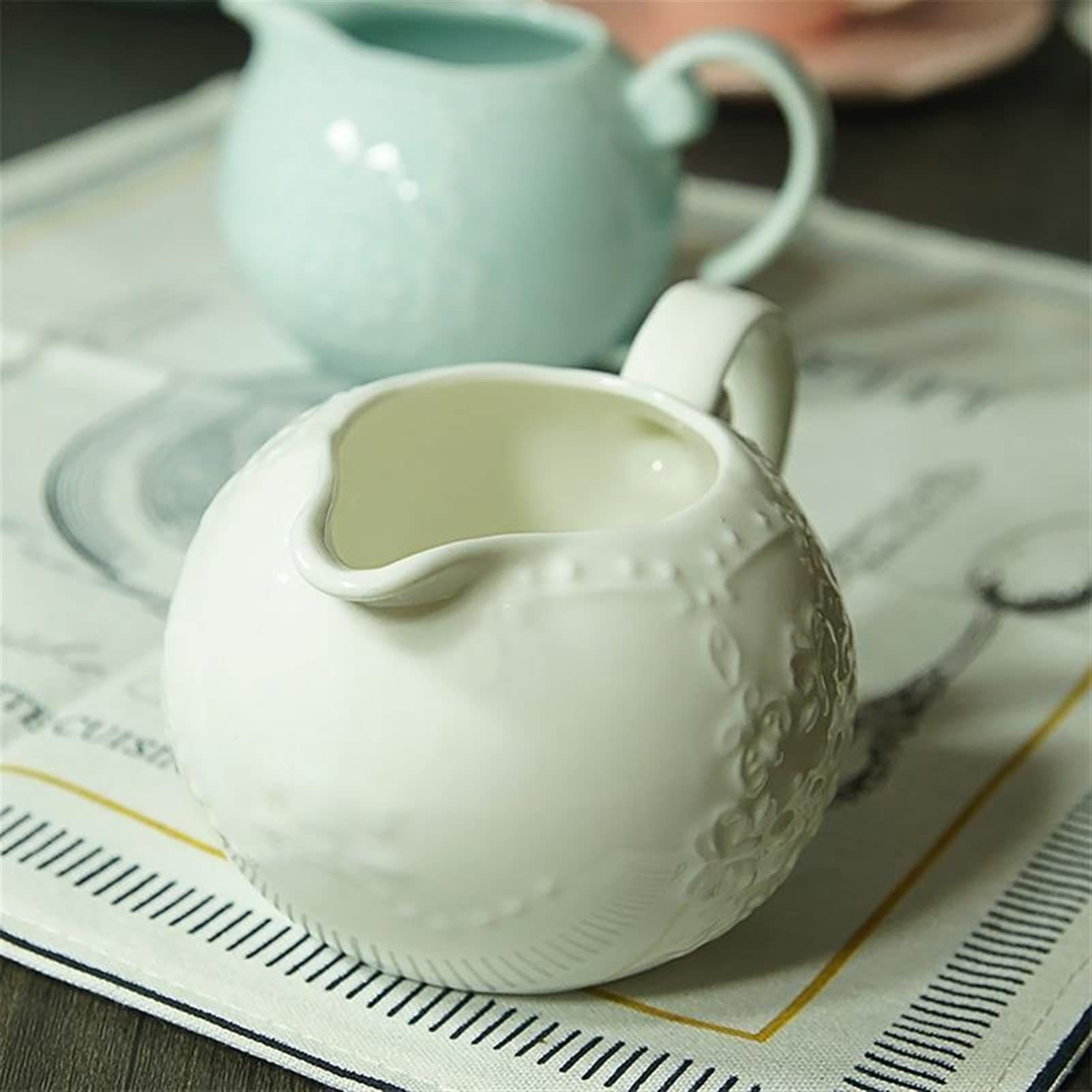 Sos na mleko, rosół, sos ceramiczny dzbanek na mleko wytłaczany porcelanowy słoik na przyprawy domowy sos syrop słoik spiczasty śmietanka naczynie do kawy 200 ml do jadalni, świątecznych posiłków