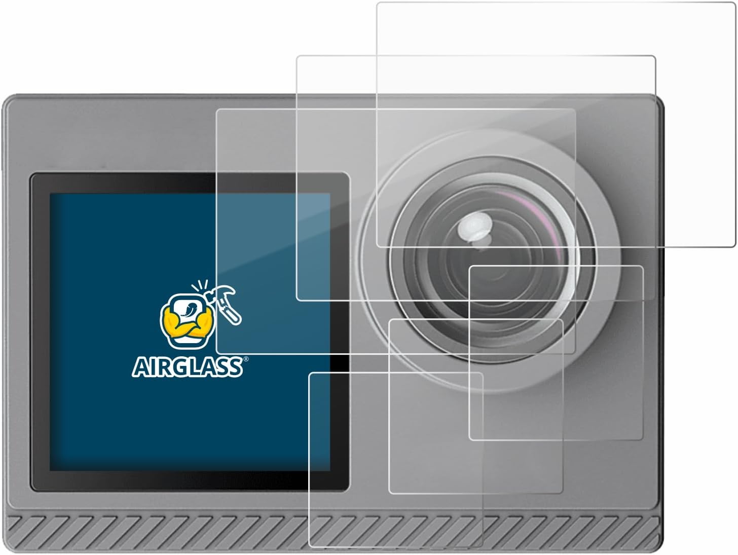 BROTECT Glass Screen Protector Film Compatible with Akaso Brave 4 Pro (6 Pack) - Glass-Foil 9H Protection [Scratch Resistant, High Clarity]