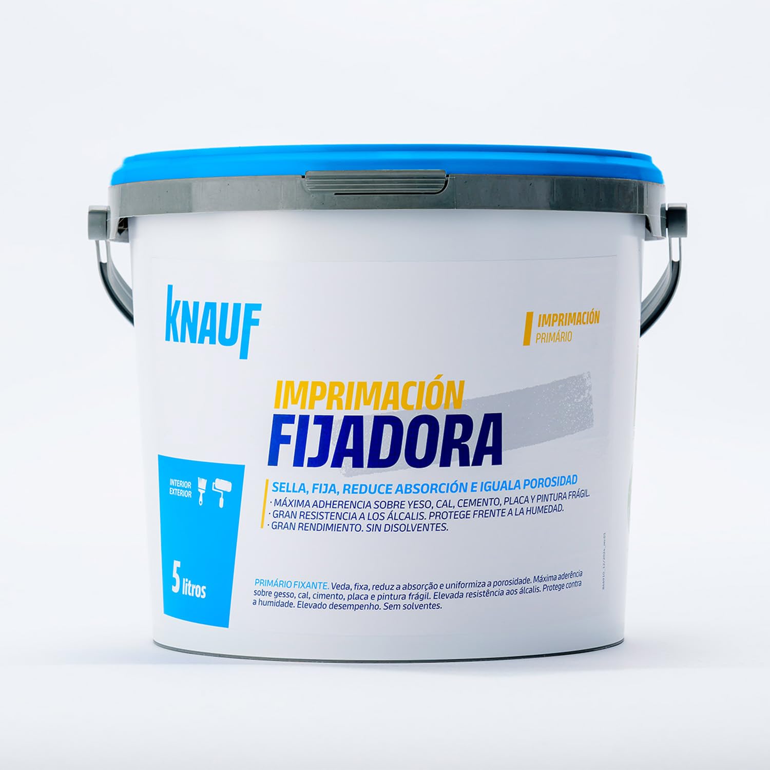 KNAUF - Imprimación Fijadora 5 L - Transparente - Sella y Fija, Reduce Absorción e Iguala Porosidad - Extrema Finura, Alta Resistencia y Gran Penetración - Protege Frente a Humedad - Listo para Usar
