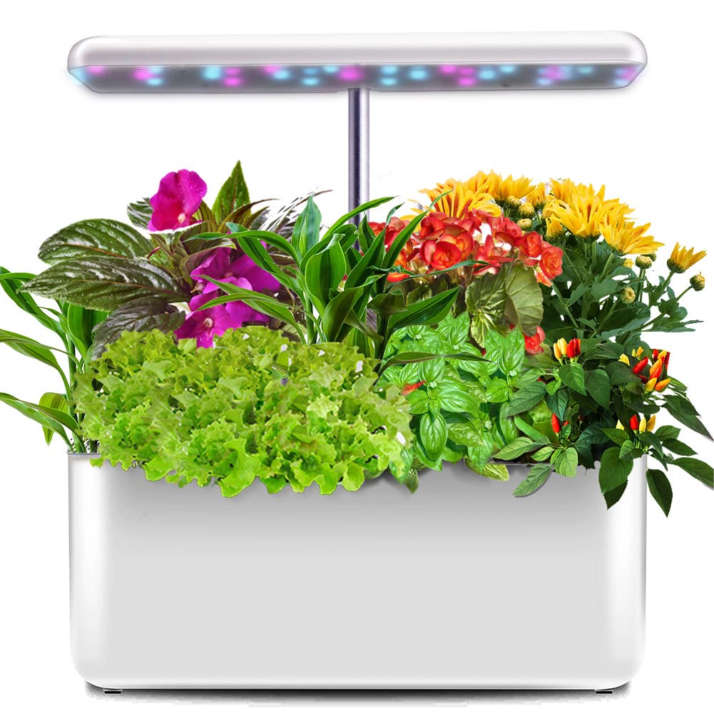 Système de culture hydroponique, 12 dosettes Smart Garden avec lumière LED, minuterie automatique, kit de germination pour jardin d'herbes d'intérieur, 3,5 L, parfait pour la cuisine, la chambre ou