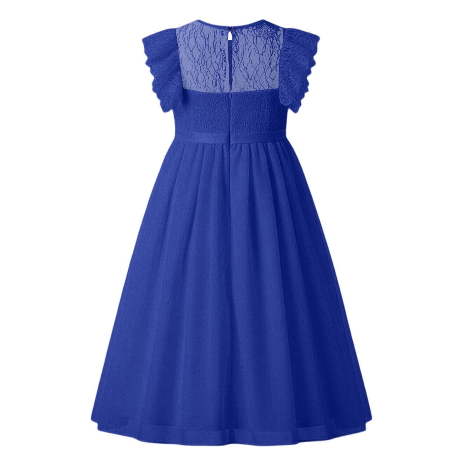 Sommerkleid Mädchen charmante Swing Kleider Elegante Sommerkleider pflegeleicht und langlebig Festliche Partykleider leichte Mädchenkleider mit Flügelärmel romantisch passend für Mädchen 1-15 Jahre