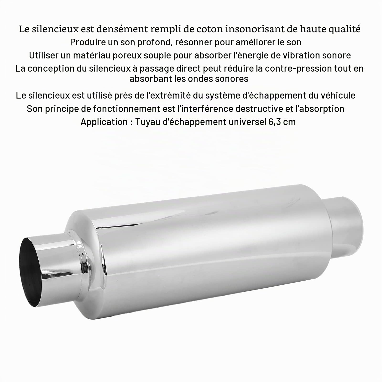 Silencieux d'échappement, silencieux d'échappement en coton en acier inoxydable sans danger avec haute performance pour voiture pour les travailleurs d'entretien
