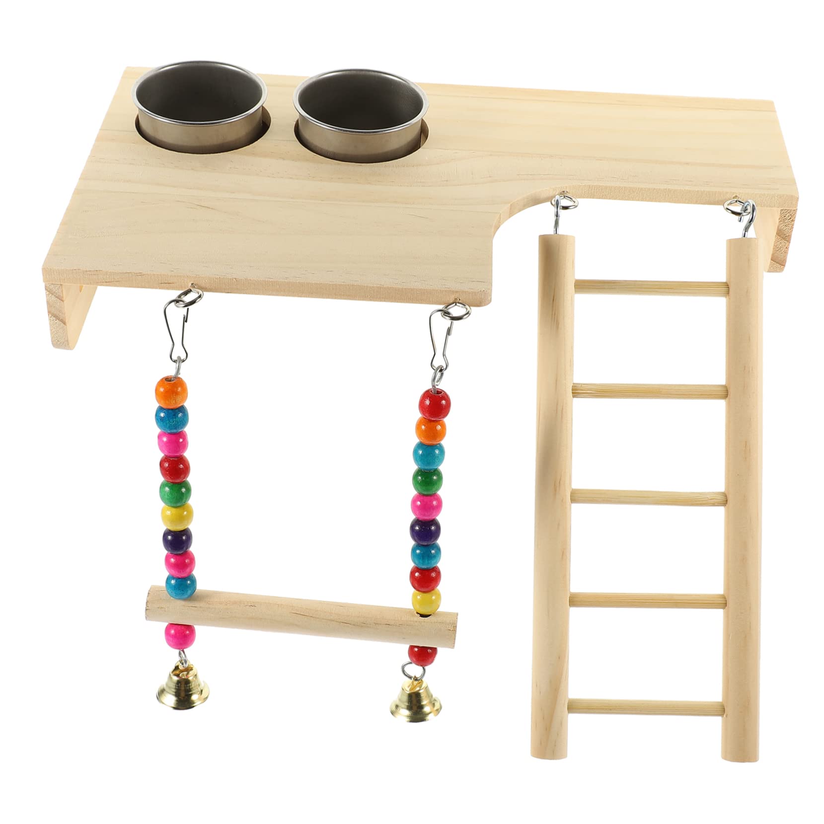 SUPVOX Wooden Ladder Swing Toy for Cockatiels Bird Cage Ladder Bird Toys for Budgies Parrot Perch Stand