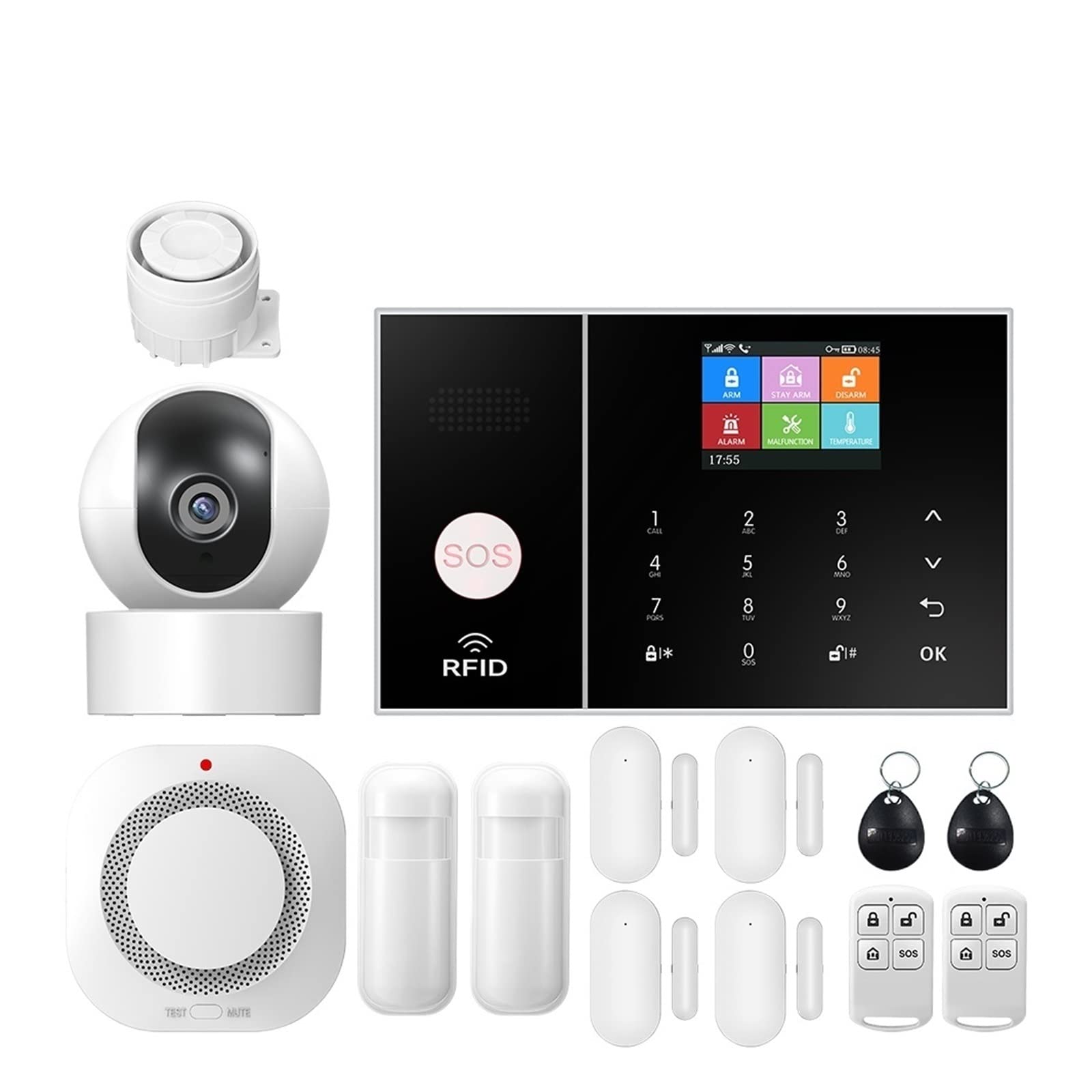 Kit Allarme Casa, Sicurezza Tuya GSM di allarme WiFi for la sicurezza aziendale Alarming Wareless Wireless Lavoro con sensore di porta Alexa(C)