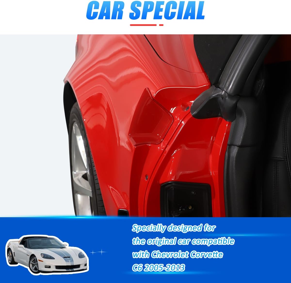 Carbon Fiber Look Cover Trims Accessories Body Door Handle Bowl Moulding for Chevrolet Corvette C6 2005-2013 Car Door Handle Bowl Cover Trim Frame (Red)