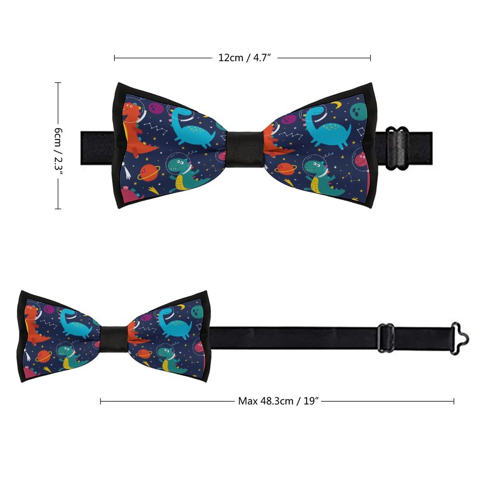 GoasNei Cartoon Cute Little Dinosaur Pattern Bow Tie for Men Adjustable Necktie Funny Tie Neck Ties for Weddings Party