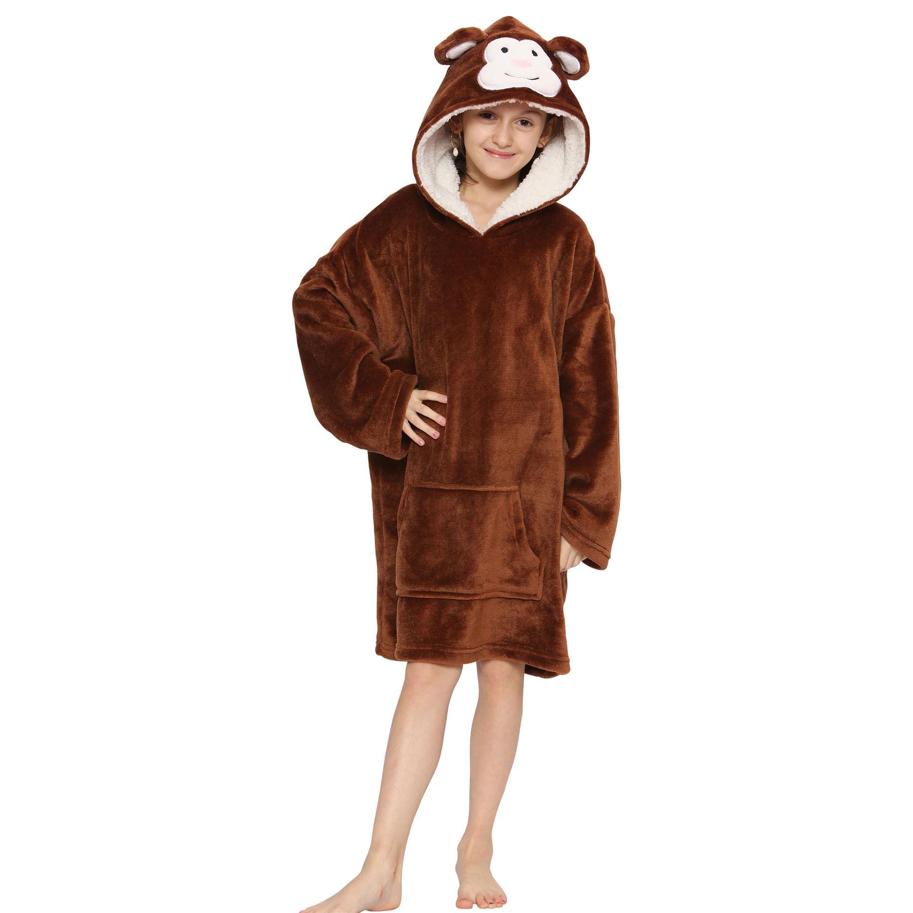 A2Z 4 Kids Girls Boys Oversized Hoodie Printed Snuggle Comfy Blanket Super - Snuggle 950 Monkey_.Kids