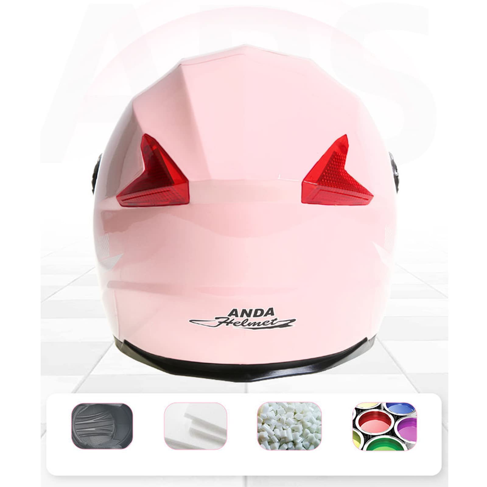 Casco Moto Aperto 3/4 con Doppia Visiera Uomo Donna Casco Integrale per Adulti Cruiser Scooter ATV Street Bike Chopper Casco Approvato ECE/DOT,Rosso,One Size
