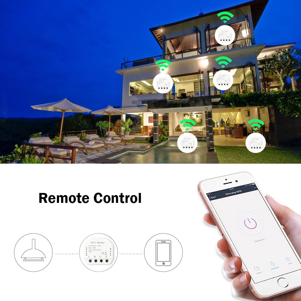 2 módulos de interruptor de luz inteligente, módulo de interruptor de cortina inteligente WiFi, módulo de interruptor de pared de bricolaje, interruptor inteligente funciona compatible con la