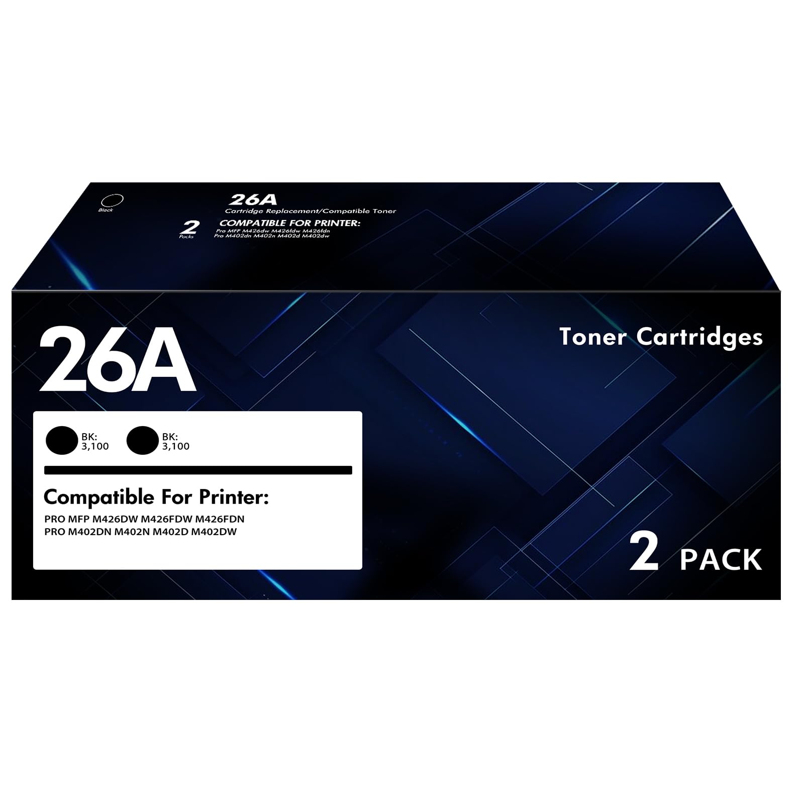 CF226A 26A Toner Cartridge for HP Printer M402n M426fdw Black High Yield | Compatible for HP 26A CF226X LaserJet Pro M402n MFP M426fdw M402dn M402 M402dw M402dne M426fdn M426 M426dw Printer Ink 2 Pack