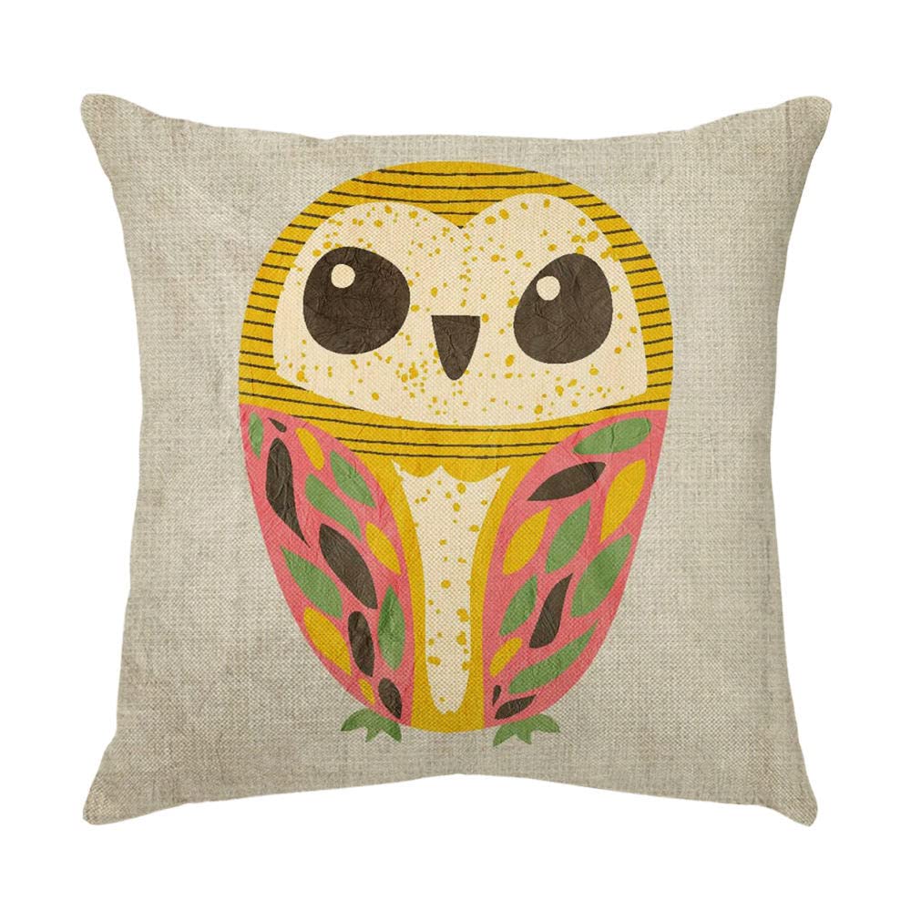 4 Piezas Funda de Almohada 65x65cm Búho De Dibujos Animados Fundas de Cojín Terciopelo Sencillo y Decorativo para Sofá Camas Dormitorio Coche Lino Cojines Throw Pillow Covers （26x26in）